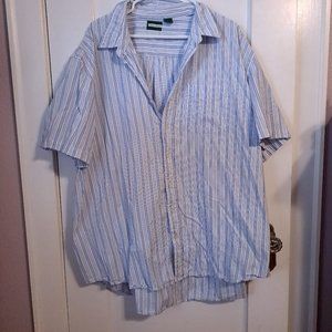 Blue and White Striped Falls Creek Short Sleeved Button Down 3X